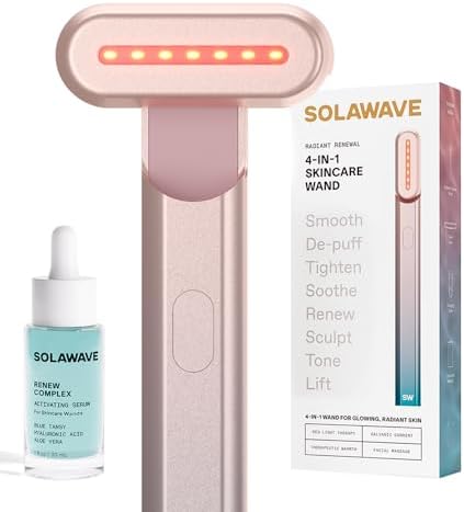 Solawave 4-in-1 Radiant Renewal Red Light Therapy Wand & Renew Co...