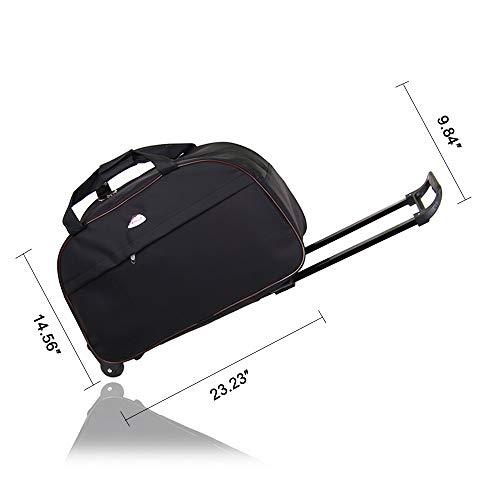 Boshen 24 Inch Travel Rolling Duffle Bag Waterproof Trolley Bag Versatile Carry-On Luggage Weekender Bag (Black)