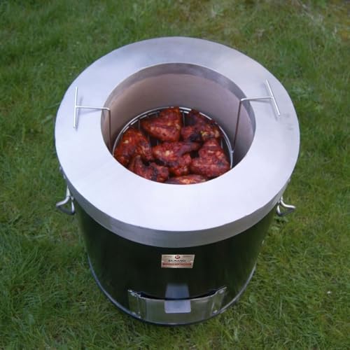 Image of Bajrangi Tandoors Pvt. Ltd. | Heavy Duty Iron Tandoor with Stainless Steel Top for Home & Commercial Use | Outdoor Charcoal Tandoor for Tandoori Roti, Naan, Kebab | Oven with Steel Lid (20x30) inches
