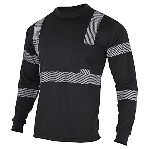 Consejos y reviews para comprar Camisetas técnicas transpirable favoritos de las personas. 37 VENDACE Camisetas de Manga Larga Reflectantes de Seguridad de Alta Visibilidad ANSI Clase 2 de Alta Visibilidad para Hombre, Negro, Large