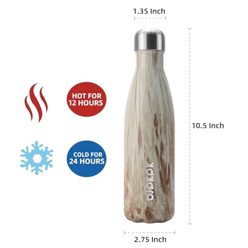 Image of BJPKPK 17 oz Stainless Steel Insulated Water Bottle Cola Shape Big Water Bottles for Travel,Wood Yellow Gray