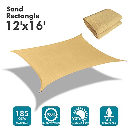 Image of KANAGAWA 12'x16' Sun Shade Sail Sand Curved Rectangle