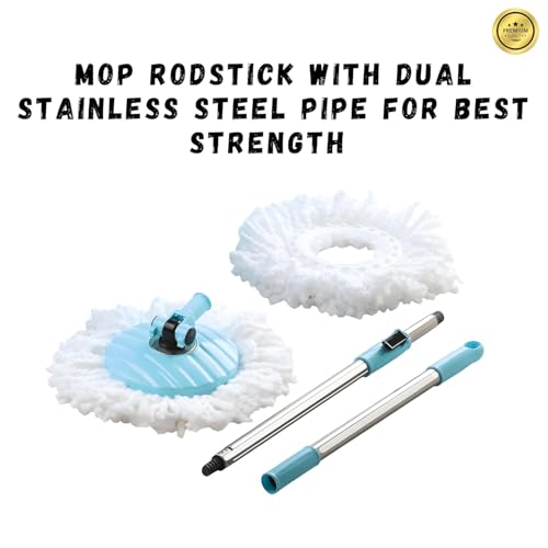 Image of Spin Mop Bucket Set with Stainless Steel Wringer, 360 Rotating Microfiber Mop Head, Adjustable Telescopic Handle, Floor Cleaning System for Home, Kitchen, Bathroom & Office
