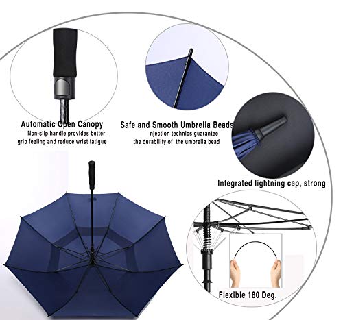 Golf-Umbrella-Large-626872-Inch-Extra-Large-Oversize-Double-Canopy-Vented-Windproof-Waterproof-Umbrella-Automatic-Open-Golf-Umbrella-for-Men-and-Women-and-Family62-inchNavy-Blue