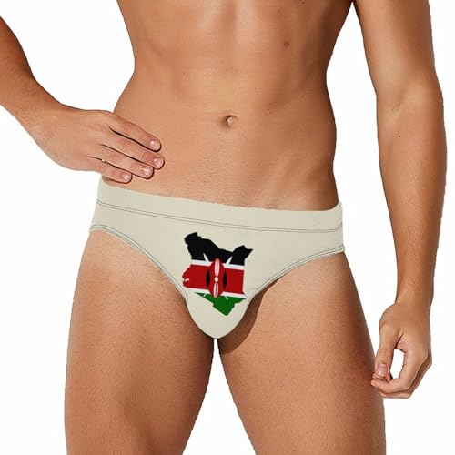 Kenyan Flag Map Printed Swim Briefs for Men Sexy Bikini Swimwear Elastic Beach Trunks Bathing Suit