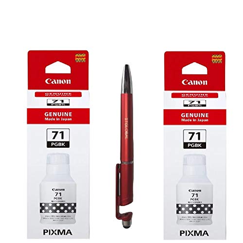 Image of Canon 71 Black Twin Ink Bottles G1020 G2020 G2021 G2060 G3020 G3021 G3060 with ITGLOBAL 3in1 Multi-Function Mobile Phone Stand, Stylus, Pen (Very Colors) Gi-71 Gi 71 Gi71