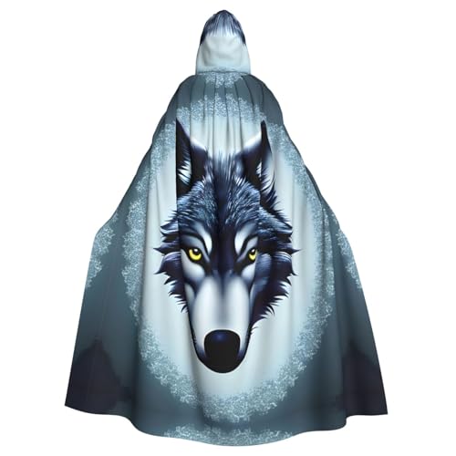 Cape à capuche loup adulte noire longue mixte pour Halloween