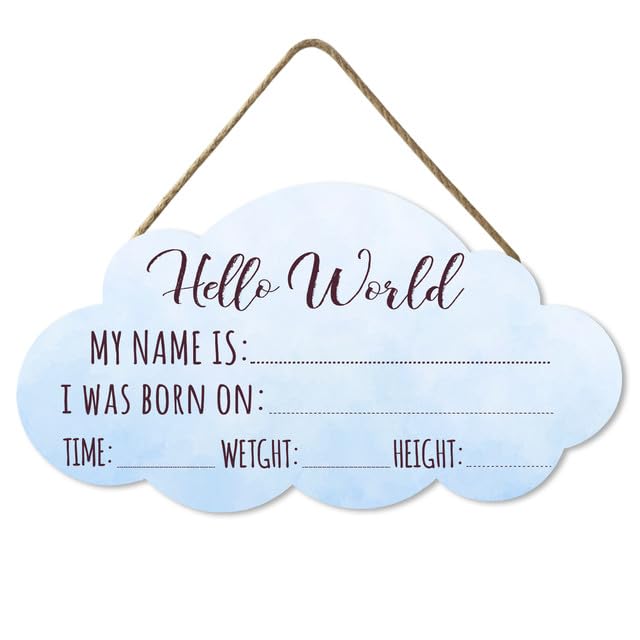 Ymaotrade Blank Baby Name Sign Baby Announcement Sign for Newborn Boys and Girls (Color Bases) - Hello World Nursery Decor Sign & Photo Prop for Babies Baby Sign for Hospital12"×6.5"