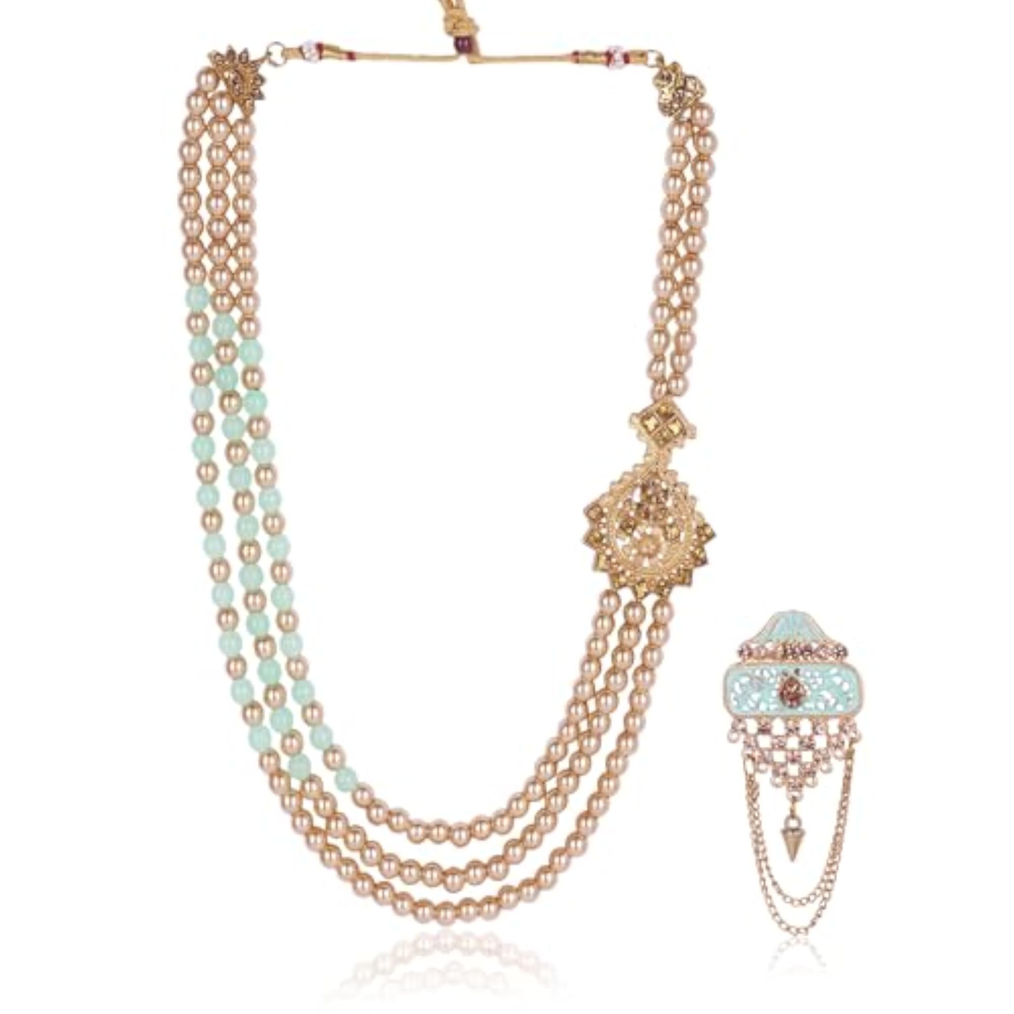 Men's Pearl Beads Dulha Necklace for Weddings