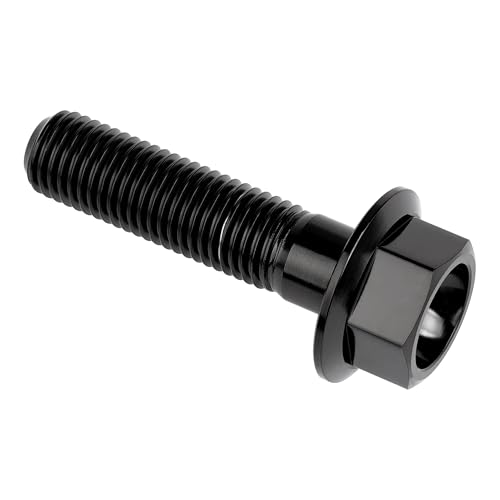 Image of Ti Screws M10 x 20 25 30 35 40 45 50 55 60 65 70 75 80 90 100mm 1.25 Pitch Titanium Flange Hex Bolt Pack of 4 (Black, M10x40mm)