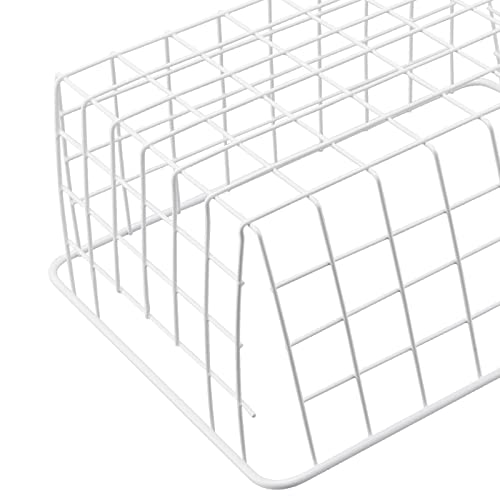 MUNGHOK 4 cestas de alambre de metal, color blanco, 28 x 22 x 12 cm, cesta de hierro blanco, cesta de almacenamiento de metal, cestas de almacenamiento de alambre para oficina, cocina, baño, armarios - imagen 4