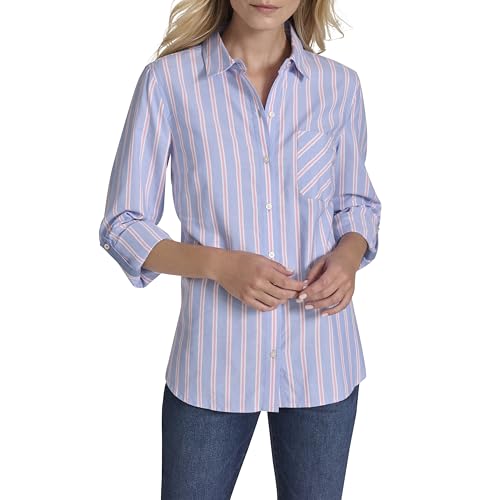 Image of Nautica Women's Button Front Long Sleeve Roll Tab Shirt