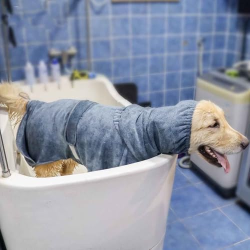PJDDP Hundebadetuch Extra Saugfahig, Verstellbares Halsband Und Taille Bademantel Gross,Dryup Cape, Geeignet Für Große Und Mittlere Hunde,XL