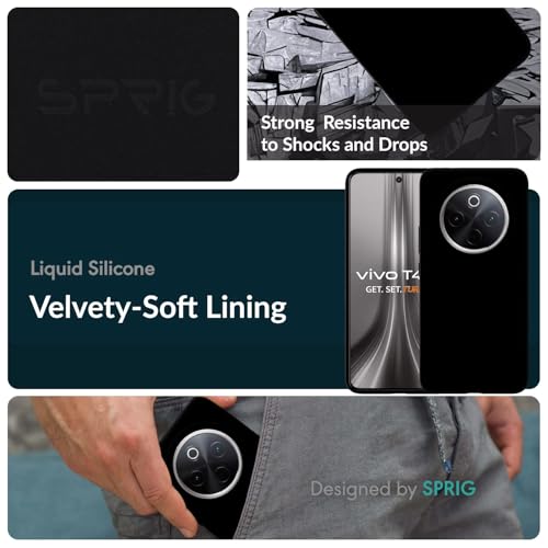 Image of SPRIG Compatible with iQOO Z10 Premium SilkTone Back Cover Drop Tested Shock Proof Mobile Case for Men, Women, Boys and Girls with Camera Protection (Black)