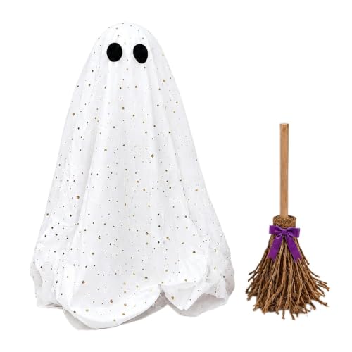 Fantasma Luminoso Halloween Escoba De LED Con Altura Ajustable