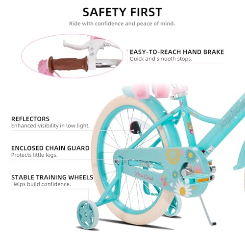 Image of JOYSTAR Little Daisy Kids Bike for Girls Boys Ages 2-10 Years, 12 14 16 20 Inch Girls Bikes with Doll Bike Seat & Streamers, Boys Bike with Flag & Number Plate, Multiple Colors