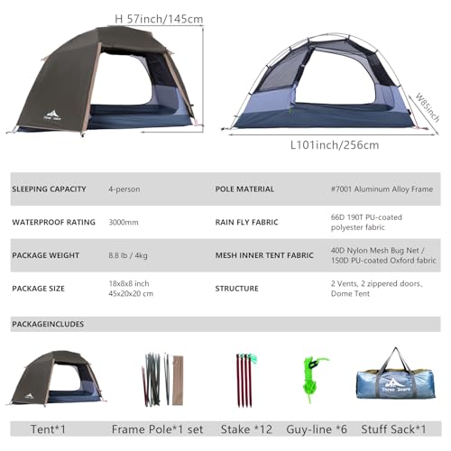 Carpa para 4 personas Three Bears mochila impermeable miniatura 4