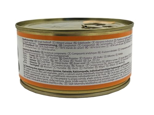 Lunderland Reinfleisch Ente 300g Dose I Einzelfuttermittel für Hunde und Katzen I Nassfutter Dosenfutter I 100% Entenfleisch