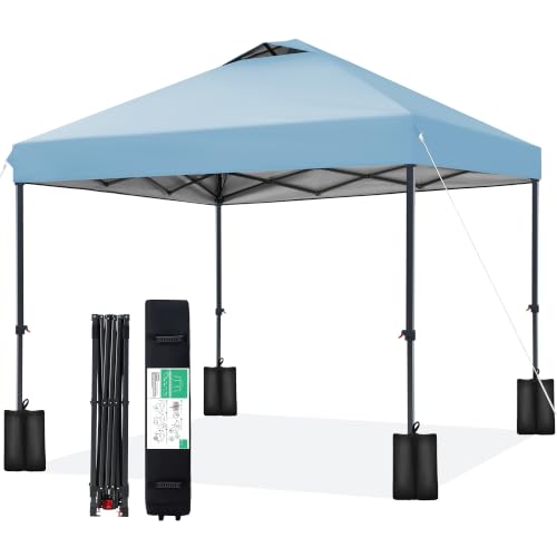 Image of JEAREY 10x10 Pop Up Canopy Tent, Easy Up Outdoor Market Canopy, Light Blue
