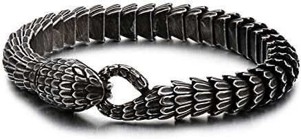 Klapgo Men's Gift Black Snake Link Chain Design Stainless Steel Special Bracelet