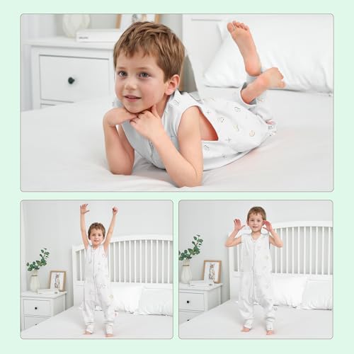 Image of LAT Baby Sleep Sack,Summer Toddler Cotton Sleep Sacks with Legs,Dinosaur for Boys Girls,Baby Wearable Blanket with Zipper