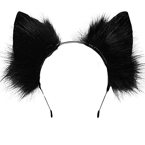 Image of VIGVAN Handmade Wolf Fox Ears Animal Cosplay Cute Head Accessories for Halloween