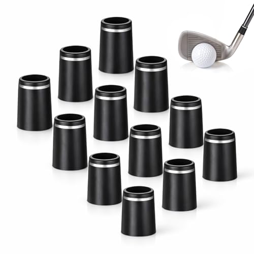 Xyembu 12Pcs Golf Ferrules Golf Club Ferrules for Irons 0.355 Ferrule Tip Irons Shaft Club Shafts with Single Silver Ring