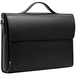 Maletin Ejecutivo Mujer Tous Leathario Maletín Cuero Ejecutivo Auténtico con Asa para Conferencias Bolsa Mensajero Vintage para Portátil 14 Pulgadas Bolso de Negocio Abogado Negro