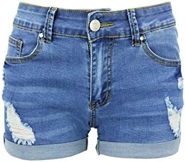 Weigou Women's Stretchy Denim Shorts – Casual Summer Jeans Shorts, Body Enhancing Fit, Blue, Size XL - View #12