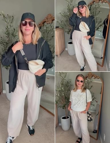 Image of Xiaoxuemeng Womens Baggy Wide Leg Pants Casual Elastic Waisted Palazzo Harem Pants with Pockets