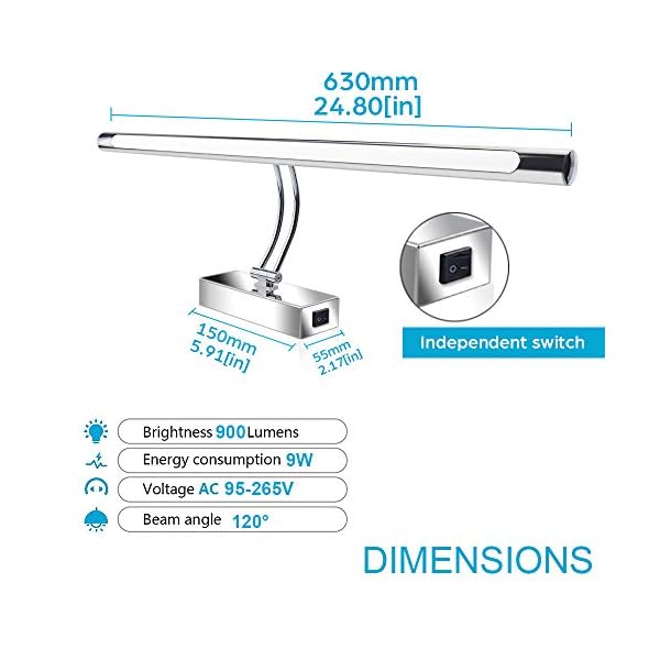 Bonlux LED Spiegelleuchte Badezimmer, Neutralweiß 4000K 8W 800lm Badleuchte, 430mm Schminklampe Badlampe IP45… – Bild 5