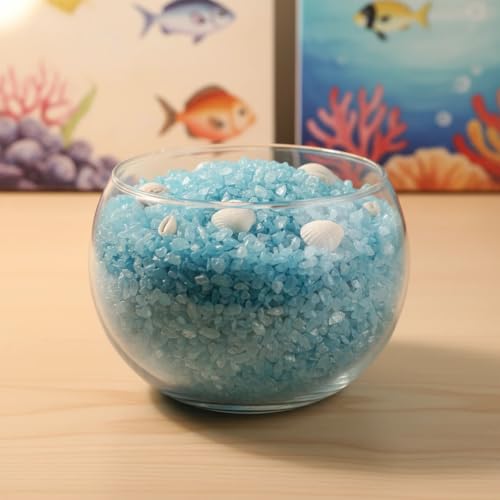 Image of Light Blue Crushed Glass Sand Broken Pieces for Resin Art,Crafts,15 OZ | Fairy Garden Rocks,Crush Gravels,Vase Fillers Stones,Candle Holder Decorations