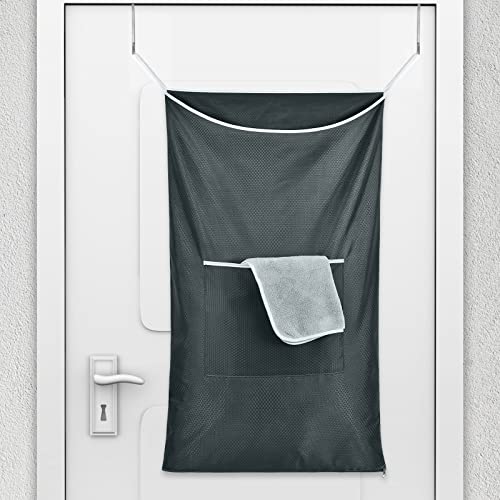 Otraki Large Hanging Laundry Hamper With 2 Type Hooks 20 X 35.5 Inch Over The Door Hanging Bag For Laundry Wide Opening And Zippered Bottom Dirty Clothes Storage Bag For Behind Door In Home Dorm #TOP25