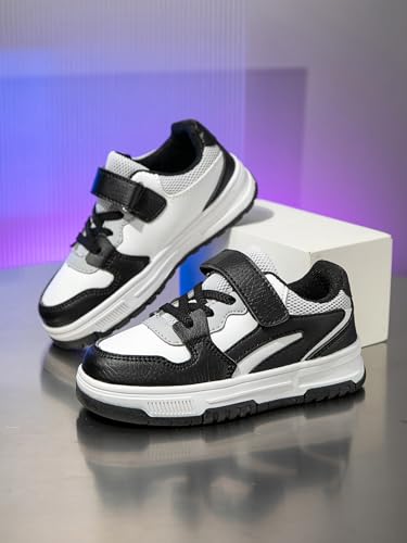 Boys Girls Outdoor Sports Sneakers, Board Shoes with Leather Upper, Breathable and Comfortable with Soft Padded Neck, Fashionable Retro Street Style, Suitable for All Seasons3