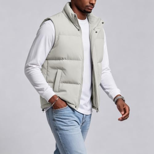 Black Puffer Vest Men Quilted Vest No Hood Zip Up Padded Jacket Coat - image 4