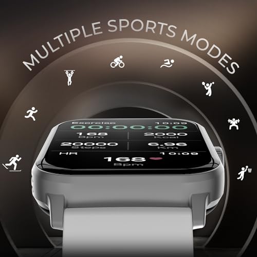 Image of beatXP Marv Neo Smart Watch with 1.85 inch Ultra HD Display, Bluetooth Calling, 240 * 280px, AI Voice Assistant, 100+ Sports Modes, Heart Rate Monitoring, SpO2, IP68, Fast Charging (Ice Silver)