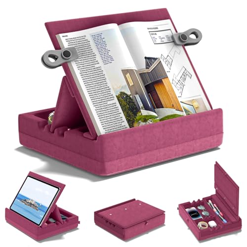 KDD Buchständer Kissen mit Aufbewahrung, Faltbare Buchhalter Leseständer, Verstellbar...