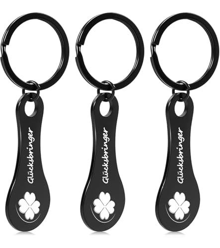 T TAKONE Einkaufswagenlöser, 3 Stück Edelstahl Auszieher für Einkaufswagen, Abnehmbarer Einkaufschip Schlüsselanhänger für Alle Einkaufswagen (Schwarz)