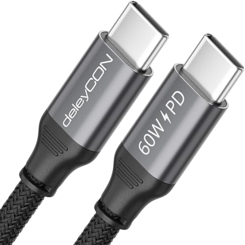 deleyCON 3,0m Cavo USB C PD3.0 (Ricarica Rapida 60W) Cavo di Ricarica da USB-C a USB-C per iPhone 17 16 15 Pro Max Samsung Galaxy S25 S24 S23 S22 Pixel iPad Pro MacBook Air Tablets Switch PS5