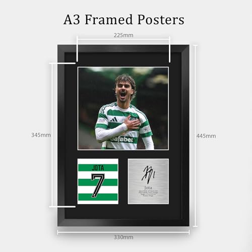 Regalos impresos de Jota Celtic con autógrafo fotográfico en marco A3 vertical 2