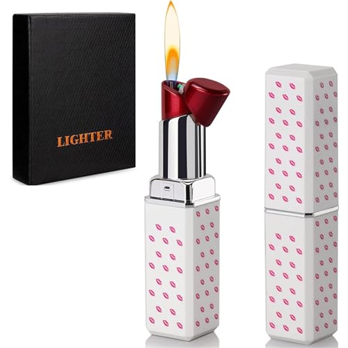 Encendedor con forma de lápiz labial blanco