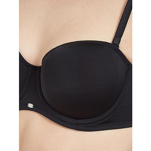Image of SOIE Women's Padded Strapless Bra | Wired Balconette Multiway Bra with Detachable Transparent Straps | Medium Coverage, No-Slip Silicon Lining
