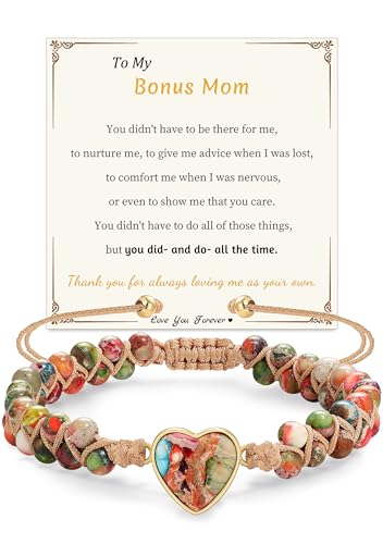 Image of Gifts for Daughter Granddaughter, To My Mom Grandma Wife Girlfriend Sister Jasper Heart Bracelets Birthday Graduation Anniversary Christmas Stocking Stuffers Valentines Mothers Day Jewelry