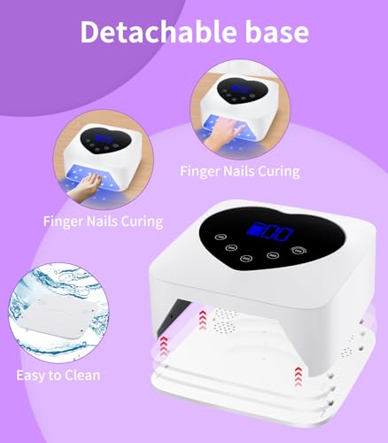 Image of UV Nail Lamp Cordless Rechargeable, HUGMAPLE 72W UV Light for Gel Nails | 5 Timer Setting, Touch Control & Auto Sensor, Professional Nail Dryer for Salon & Home,White