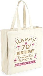 70th Birthday Tote Bag Keepsake Funny Gift For Women Ladies Novelty Gift Shopping Bag Present for 70 (Natural)