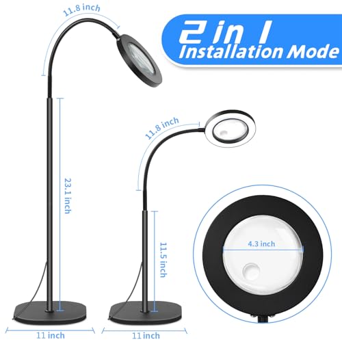 Nzqxjxz NZV461204LDFDJH1 10X 30X Floor Magnifying Glass With Light And Stand, 72 Led Floor Magnifying Lamp thumb #6