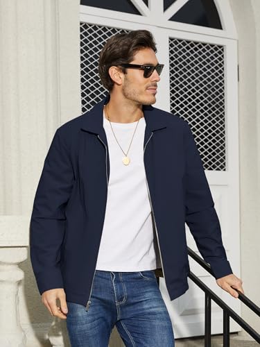 Image of TACVASEN Mens Lightweight Windbreaker Full Zip Up Laydown Collar Jackets Light Casual Coat with Zip Pockets