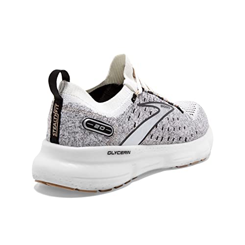 Brooks Women’s Glycerin Stealthfit 20 Neutral Running Shoe - White/Black/Cream - 8 Medium #TOP3