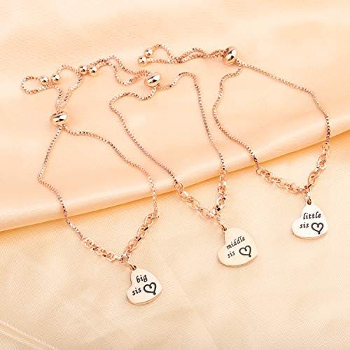 QIIER Big Sis Lil Sis MiddleBracelets Set for 3 Sisters Adjustable Family Bracelets Sister Friendship Jewelry Sister Gift(3) - Image 3