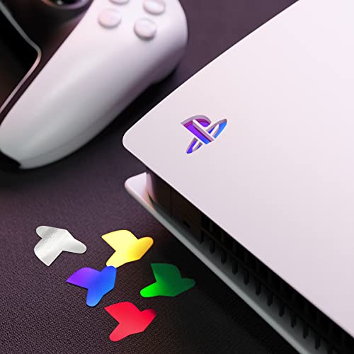 Playvital Custom Vinyl Decal Skins For Ps5 Console, Logo Underlay Sticker For Ps5 Console Disc Version & Digital Version - 8 Chrome Shiny Colors & 4 Gradient Styles #TOP4